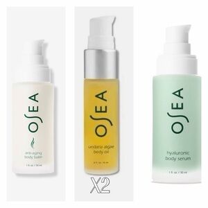 OSEA Anti-Aging Body Balm, Underaria Algae Body Oil, and Hyaluronic Body Serum